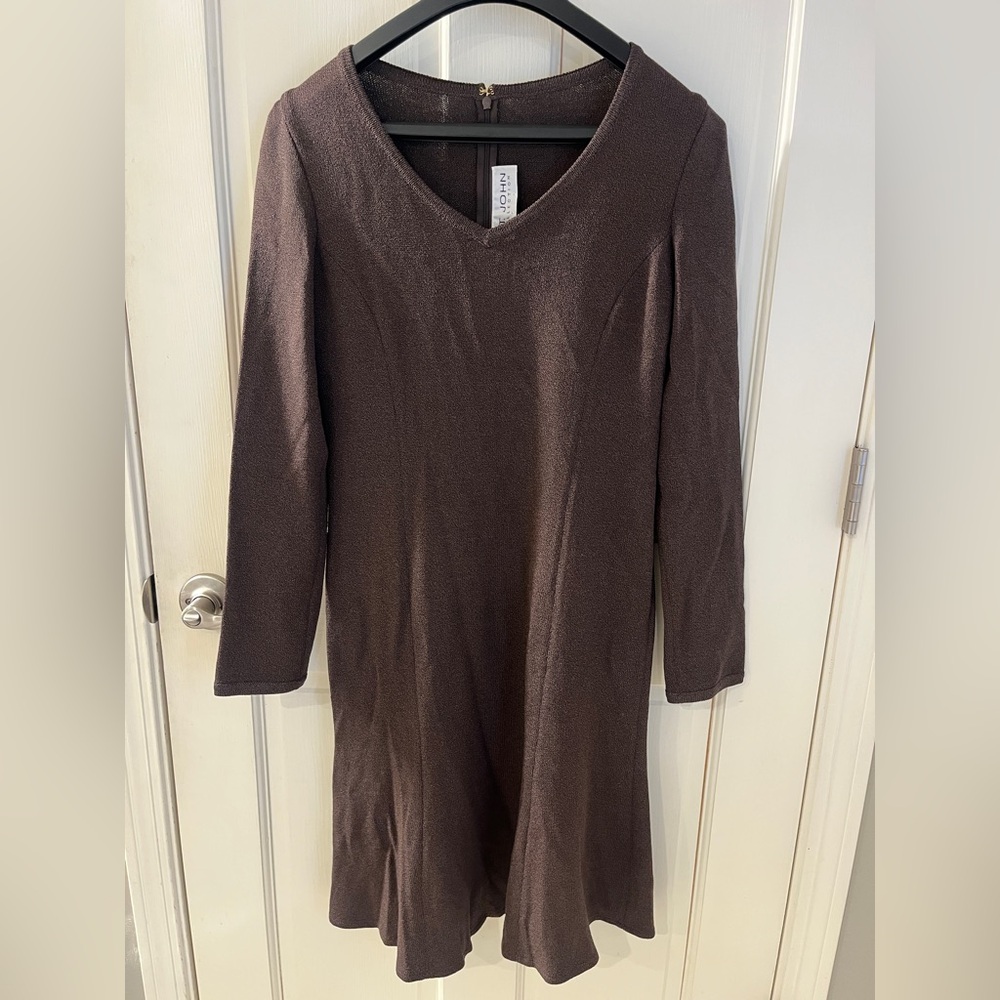 St. John Chocolate Long Sleeve Dress